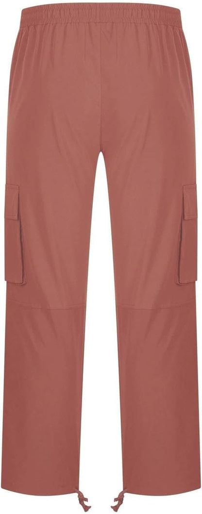 Men's Casual Cargo Pants Drawstring Workwear Pants Hiking Jogger Pants Multi Pockets Outdoor Fashion Jogging Cool Pants