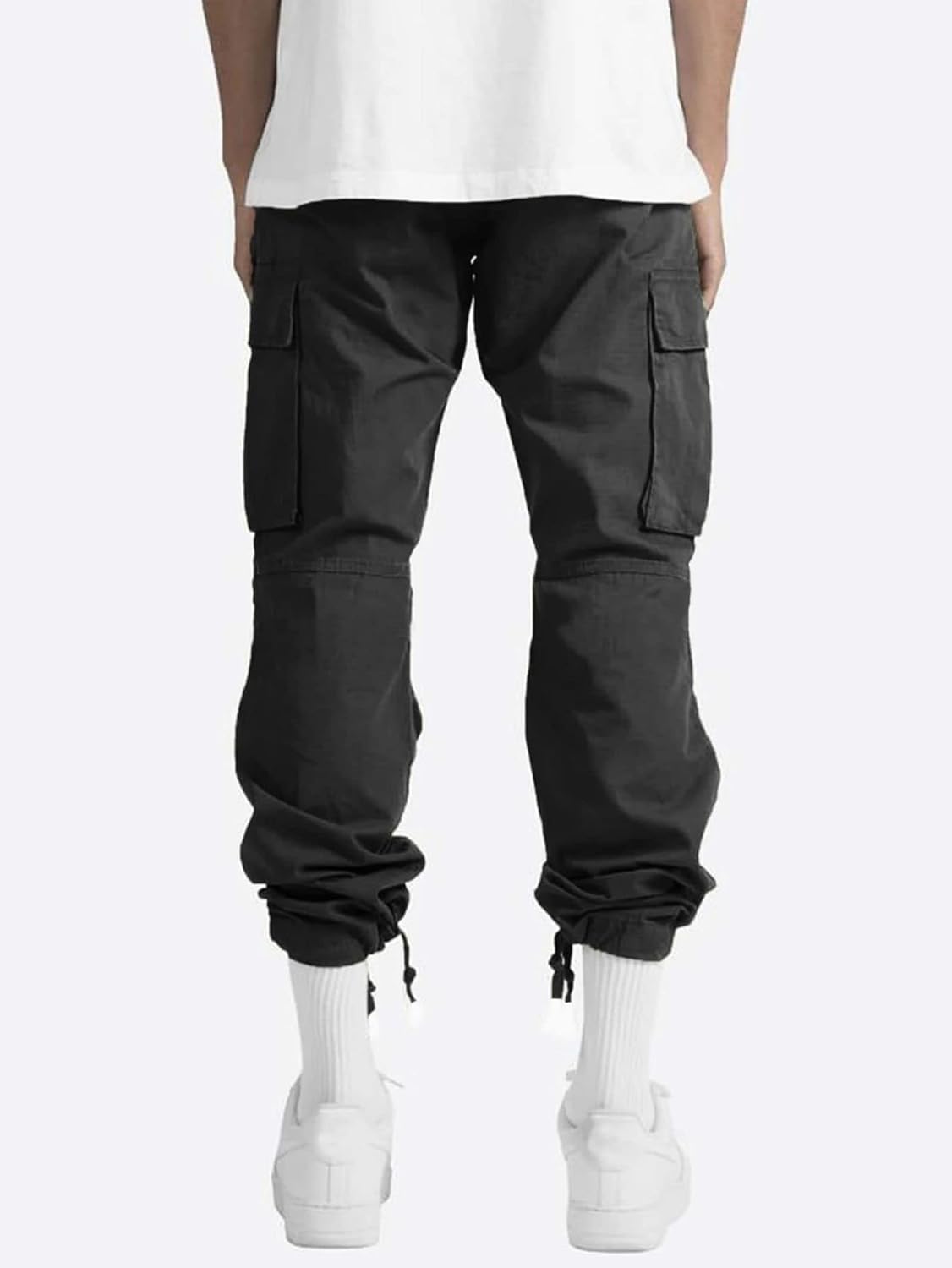 Men's Casual Cargo Pants Drawstring Workwear Pants Hiking Jogger Pants Multi Pockets Outdoor Fashion Jogging Cool Pants