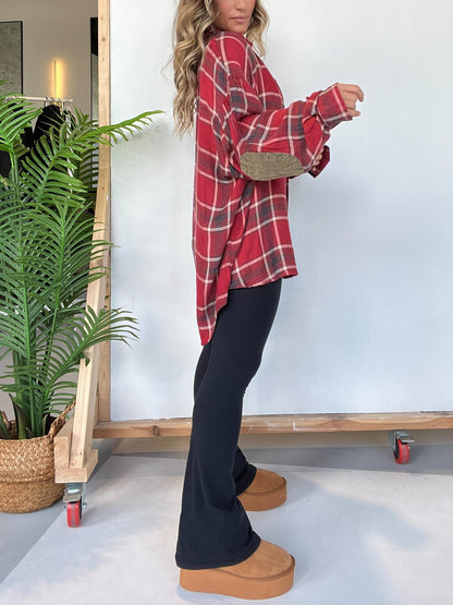 Chemise boutonnée à carreaux pour femme avec détails aux coudes (2 pièces achetées, livraison gratuite)