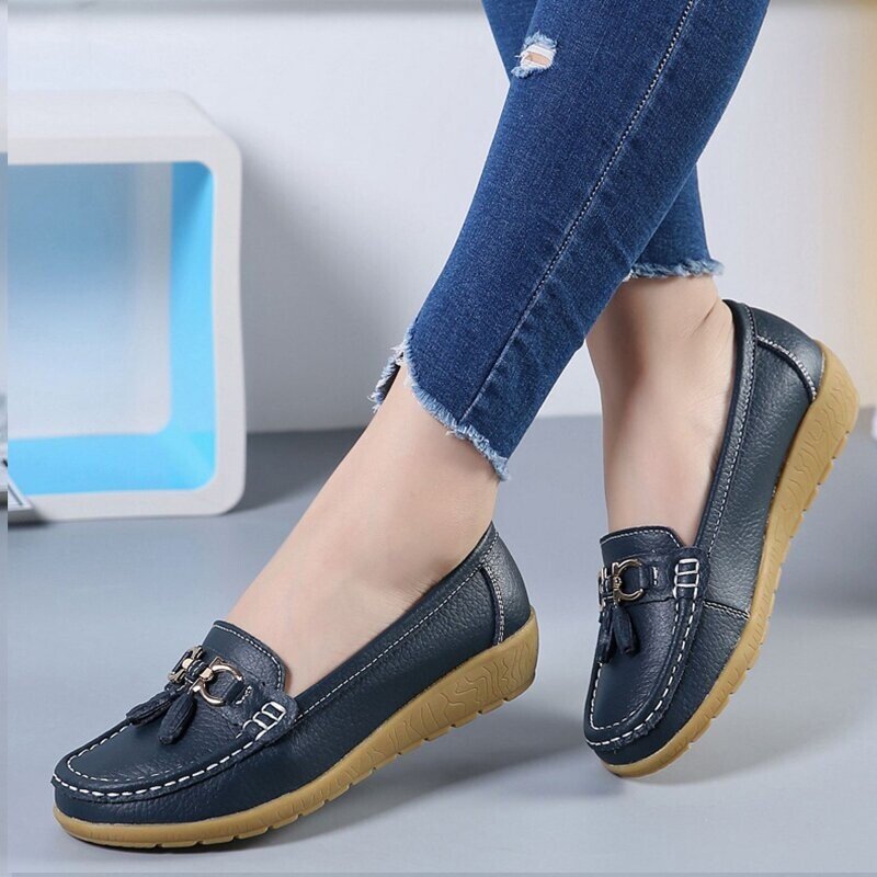 Mocassins respirants en cuir pour femmes 