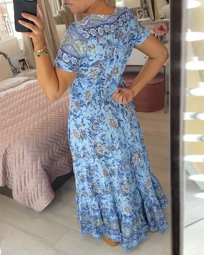 (💃Vente chaude - 43% de réduction🔥)Robe à col en V à imprimé floral