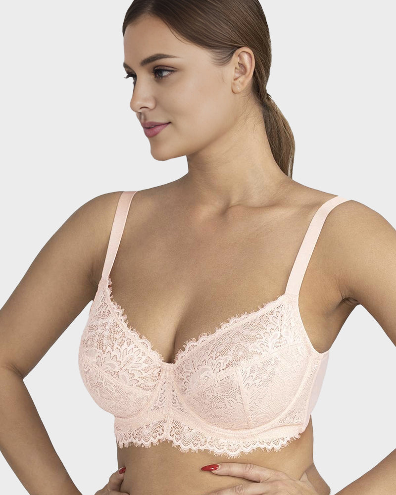Soutien-gorge push-up à armatures en dentelle sans doublure confortable