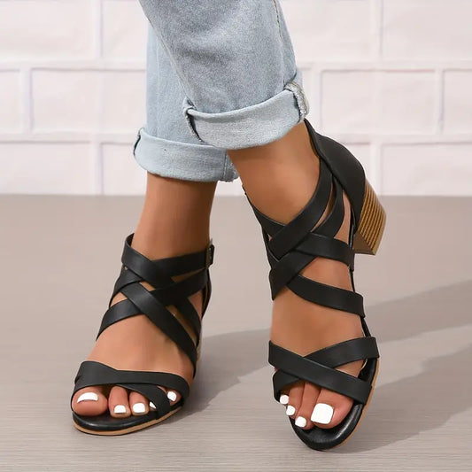 🔥 Promotion du dernier jour - 50 % de réduction - Sandales orthopédiques rétro à talons hauts pour femmes 