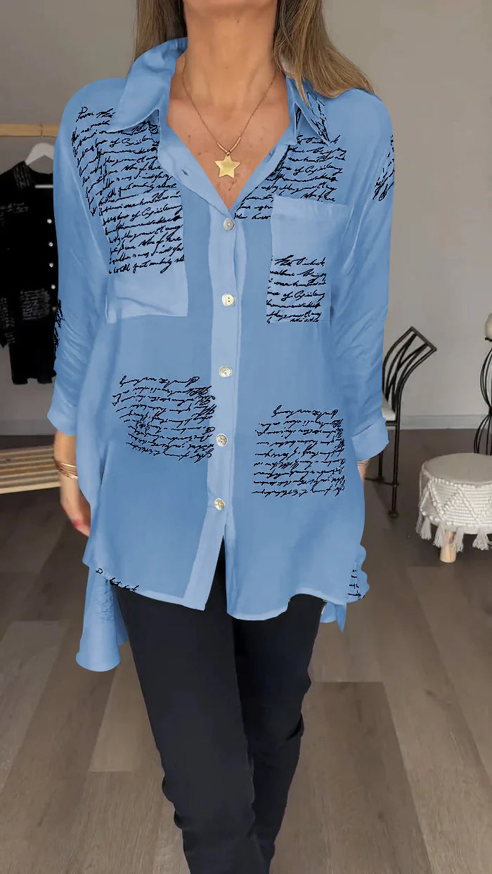 Chemise à revers tendance avec imprimé lettre 2024 (2 achats, livraison gratuite)