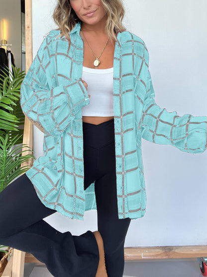Chemise boutonnée à carreaux pour femme avec détails aux coudes (2 pièces achetées, livraison gratuite)