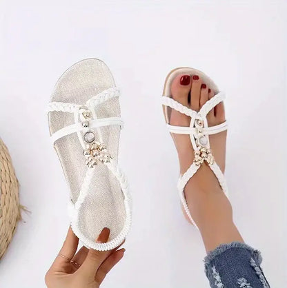 🔥DERNIER JOUR PROMOTION 50% DE RÉDUCTION - Sandales orthopédiques plates style bohème pour femmes 