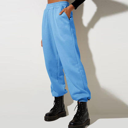 Damen High Waist Baggy Sweatpants Bequeme Jogginghose aus Baumwolle 