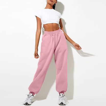 Damen High Waist Baggy Sweatpants Bequeme Jogginghose aus Baumwolle 