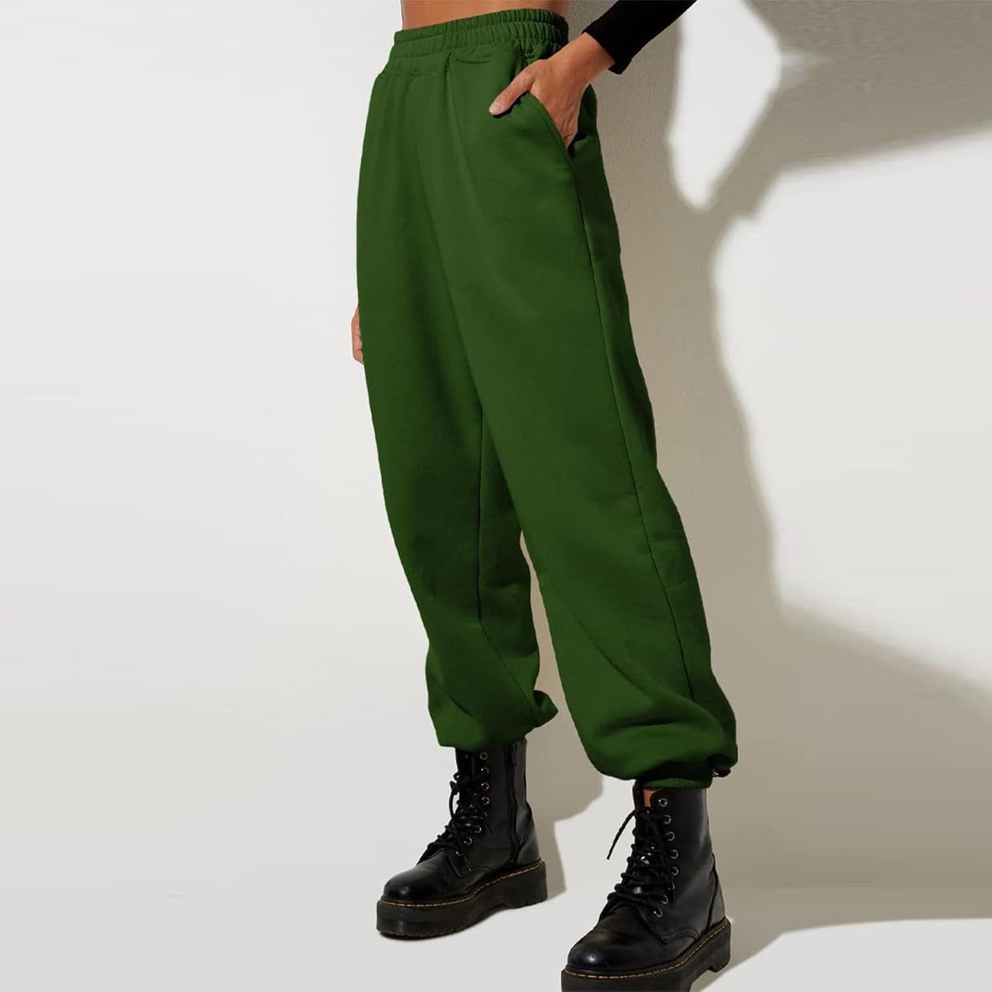 Damen High Waist Baggy Sweatpants Bequeme Jogginghose aus Baumwolle 