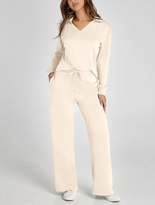 Passende Sets aus lässigem Poloshirt und Hose mit weitem Bein für Damen (2 kaufen, kostenloser Versand) 