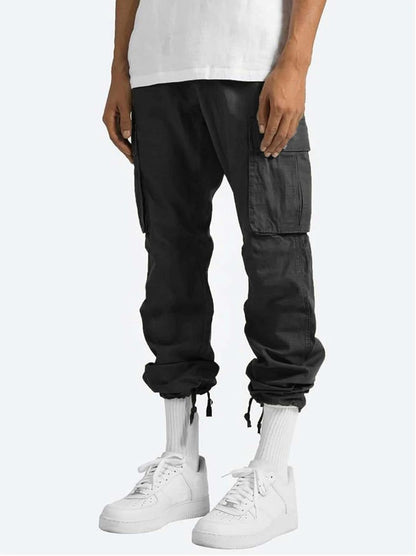 Men's Casual Cargo Pants Drawstring Workwear Pants Hiking Jogger Pants Multi Pockets Outdoor Fashion Jogging Cool Pants