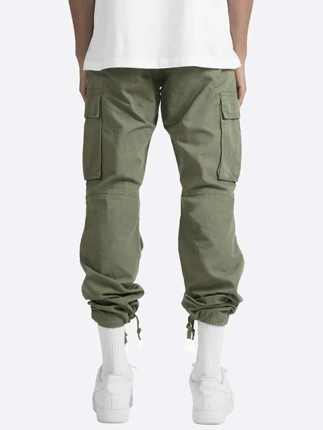 Men's Casual Cargo Pants Drawstring Workwear Pants Hiking Jogger Pants Multi Pockets Outdoor Fashion Jogging Cool Pants