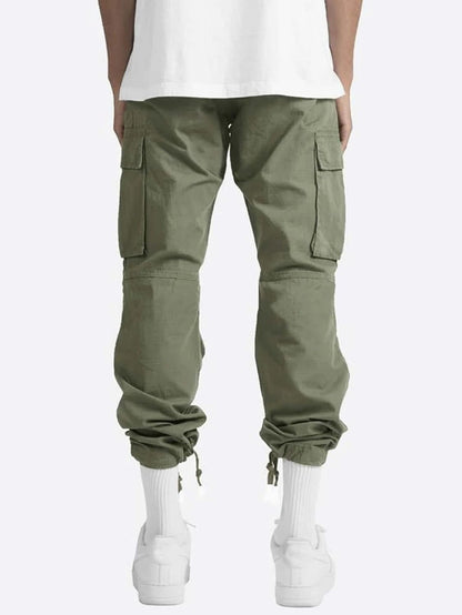 Men's Casual Cargo Pants Drawstring Workwear Pants Hiking Jogger Pants Multi Pockets Outdoor Fashion Jogging Cool Pants