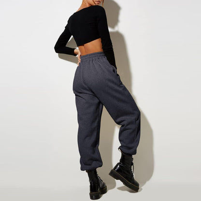 Damen High Waist Baggy Sweatpants Bequeme Jogginghose aus Baumwolle 