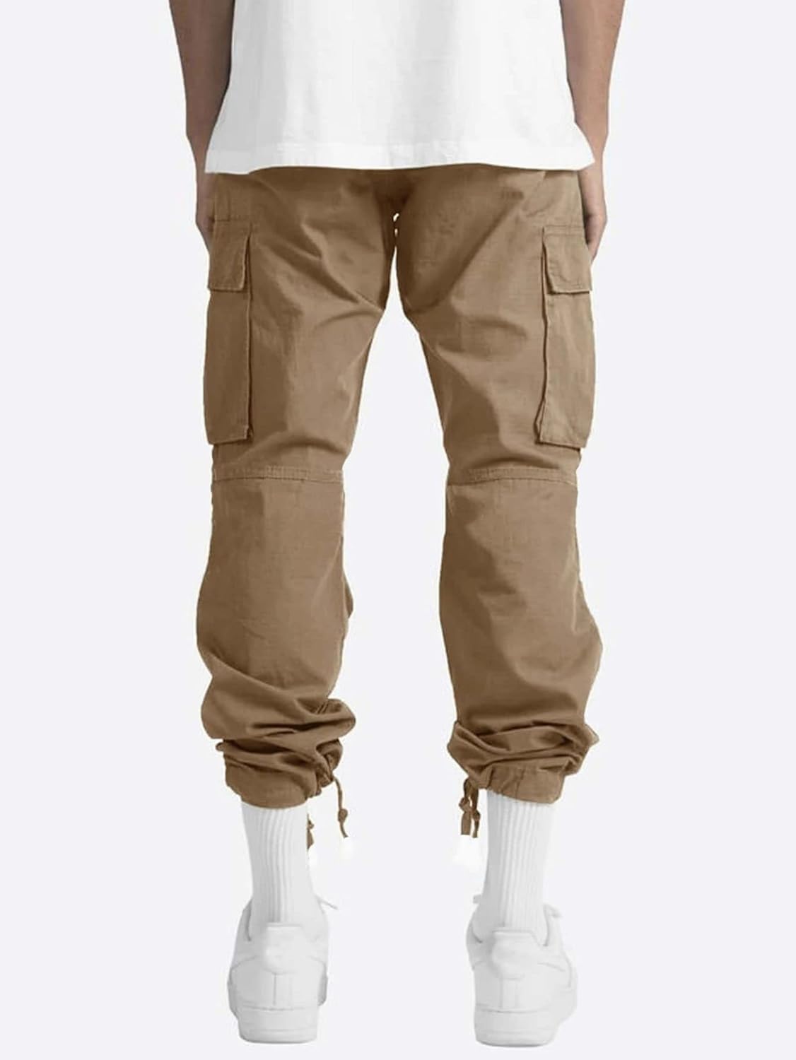 Men's Casual Cargo Pants Drawstring Workwear Pants Hiking Jogger Pants Multi Pockets Outdoor Fashion Jogging Cool Pants