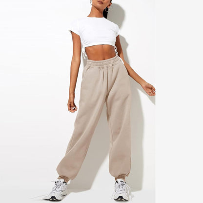 Damen High Waist Baggy Sweatpants Bequeme Jogginghose aus Baumwolle 