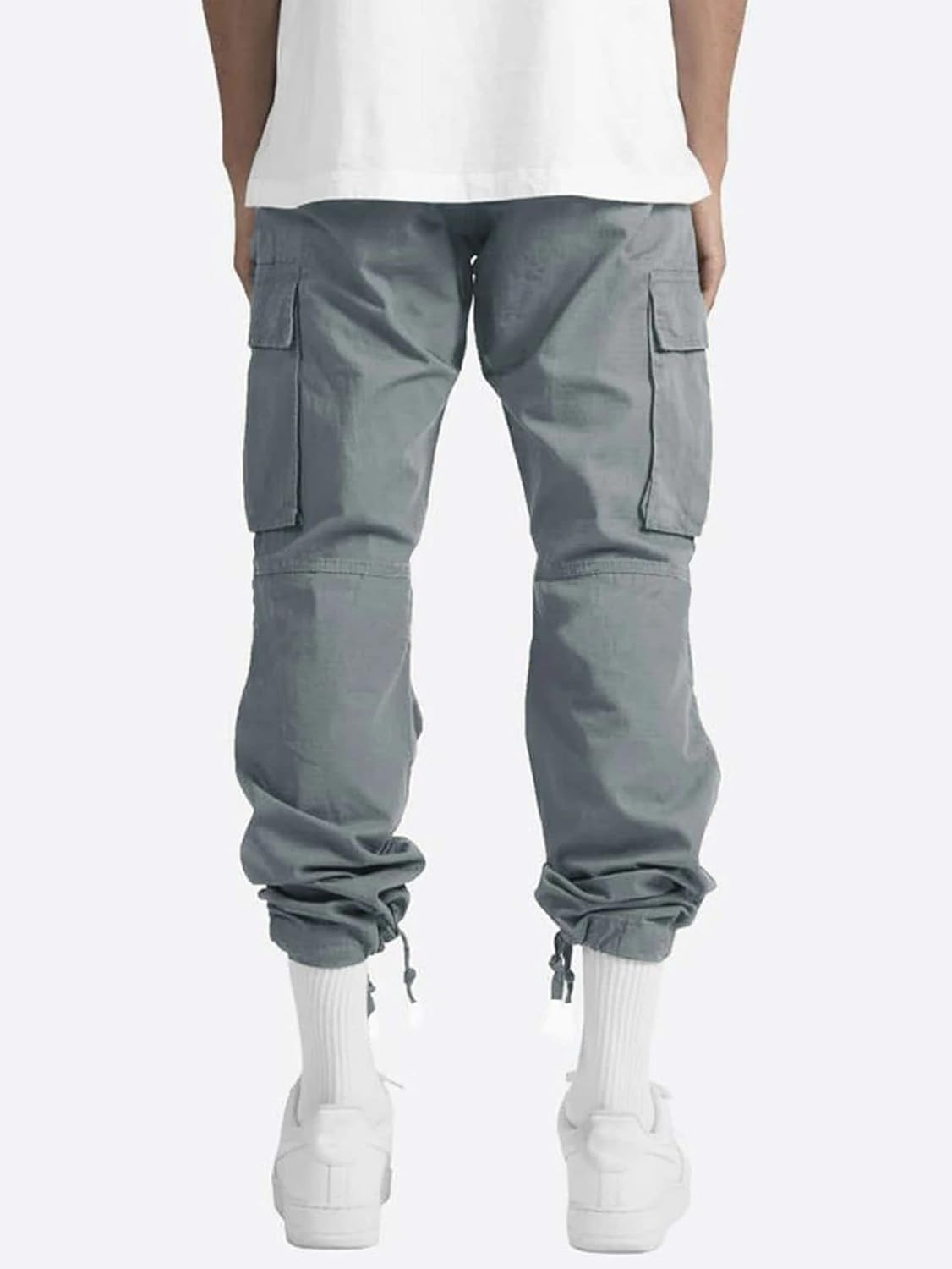 Men's Casual Cargo Pants Drawstring Workwear Pants Hiking Jogger Pants Multi Pockets Outdoor Fashion Jogging Cool Pants