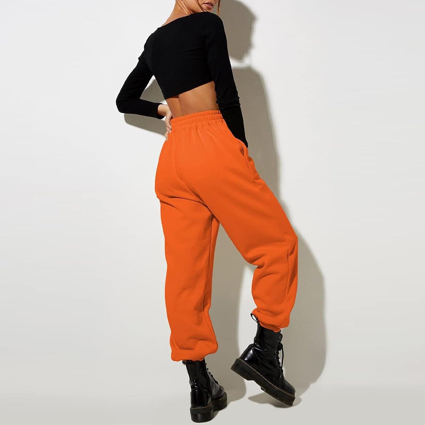 Damen High Waist Baggy Sweatpants Bequeme Jogginghose aus Baumwolle 