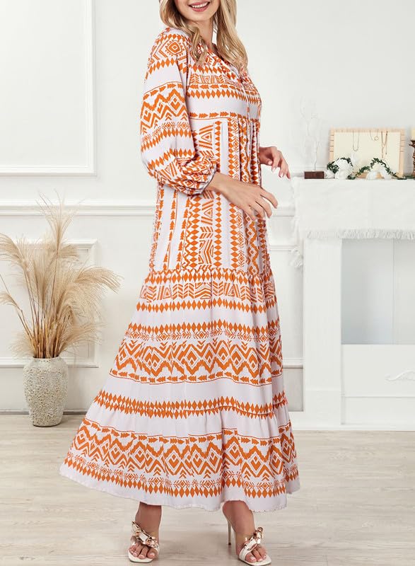 Robe longue bohème fleurie à manches bouffantes pour femme (2 pièces achetées, livraison gratuite)