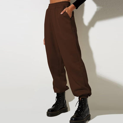 Damen High Waist Baggy Sweatpants Bequeme Jogginghose aus Baumwolle 