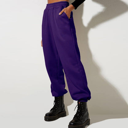 Damen High Waist Baggy Sweatpants Bequeme Jogginghose aus Baumwolle 