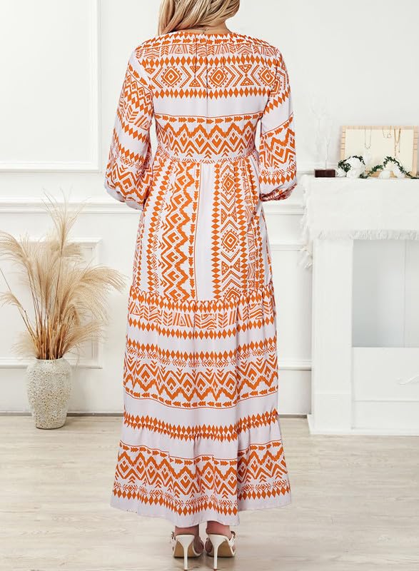 Robe longue bohème fleurie à manches bouffantes pour femme (2 pièces achetées, livraison gratuite)