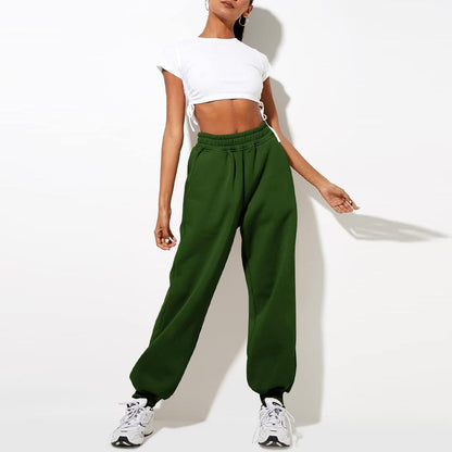 Damen High Waist Baggy Sweatpants Bequeme Jogginghose aus Baumwolle 