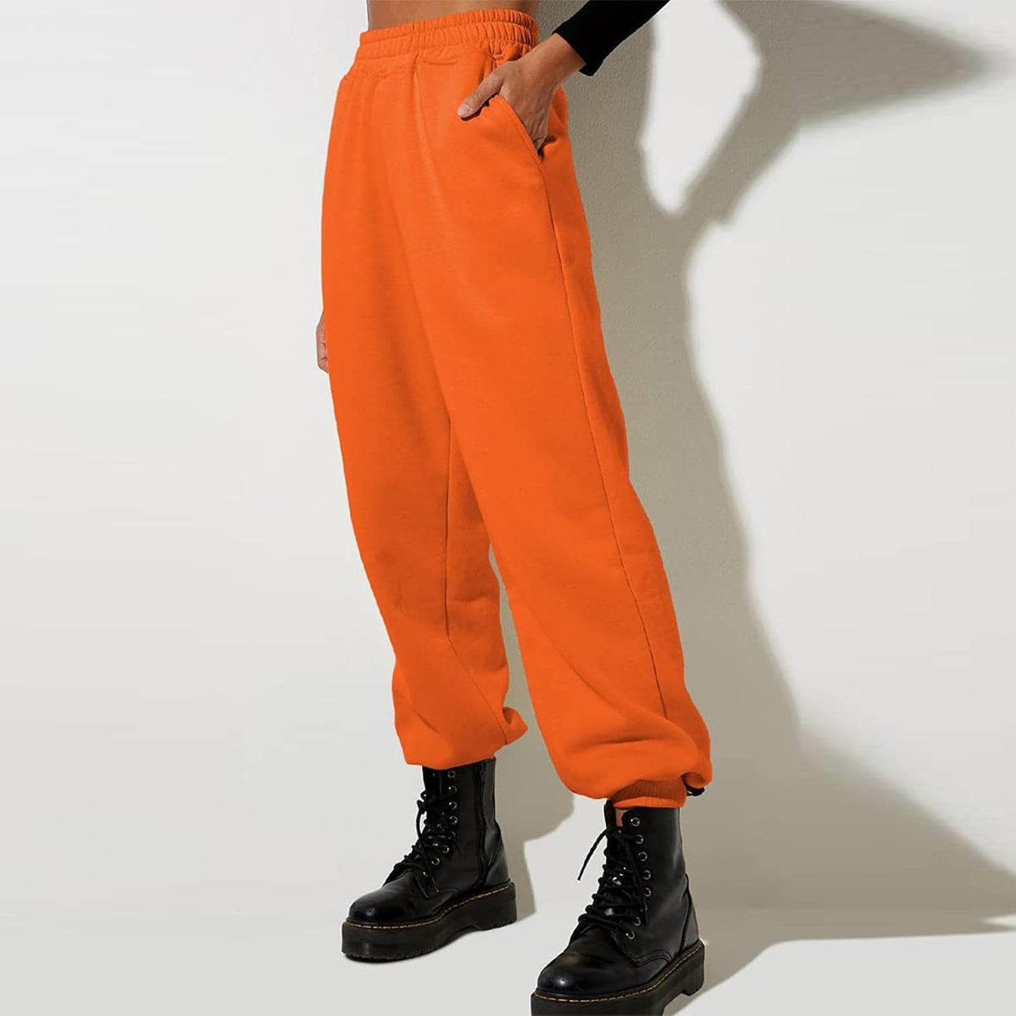 Damen High Waist Baggy Sweatpants Bequeme Jogginghose aus Baumwolle 