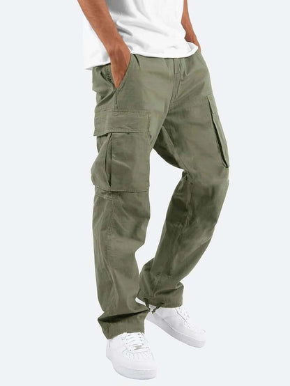 Men's Casual Cargo Pants Drawstring Workwear Pants Hiking Jogger Pants Multi Pockets Outdoor Fashion Jogging Cool Pants