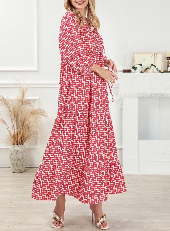 Robe longue bohème fleurie à manches bouffantes pour femme (2 pièces achetées, livraison gratuite)