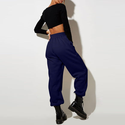 Damen High Waist Baggy Sweatpants Bequeme Jogginghose aus Baumwolle 
