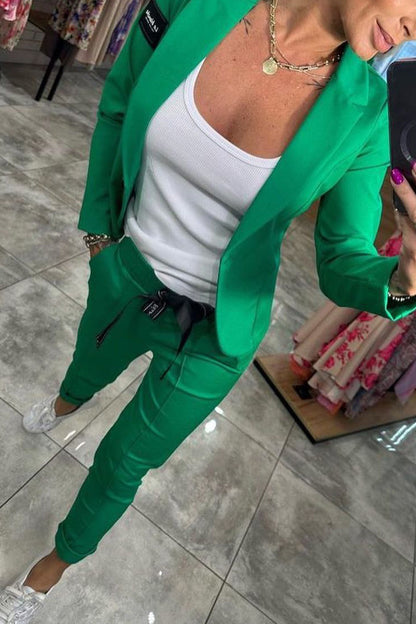Ensemble deux pièces pour femme, veste et pantalon élastique 