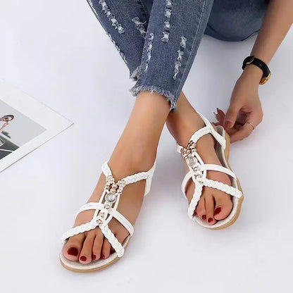 🔥DERNIER JOUR PROMOTION 50% DE RÉDUCTION - Sandales orthopédiques plates style bohème pour femmes 