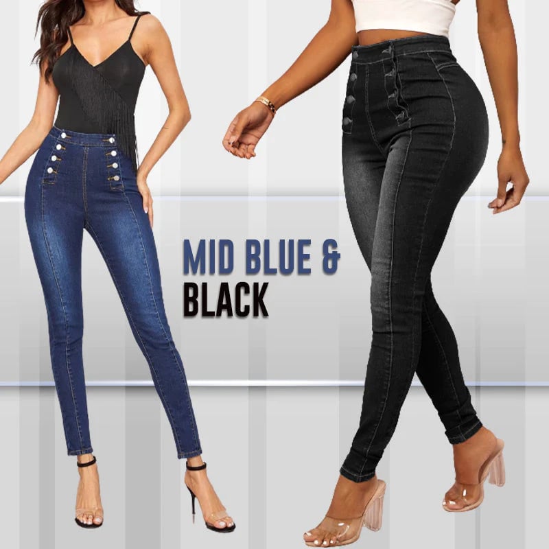 💥Jean skinny taille haute croisé