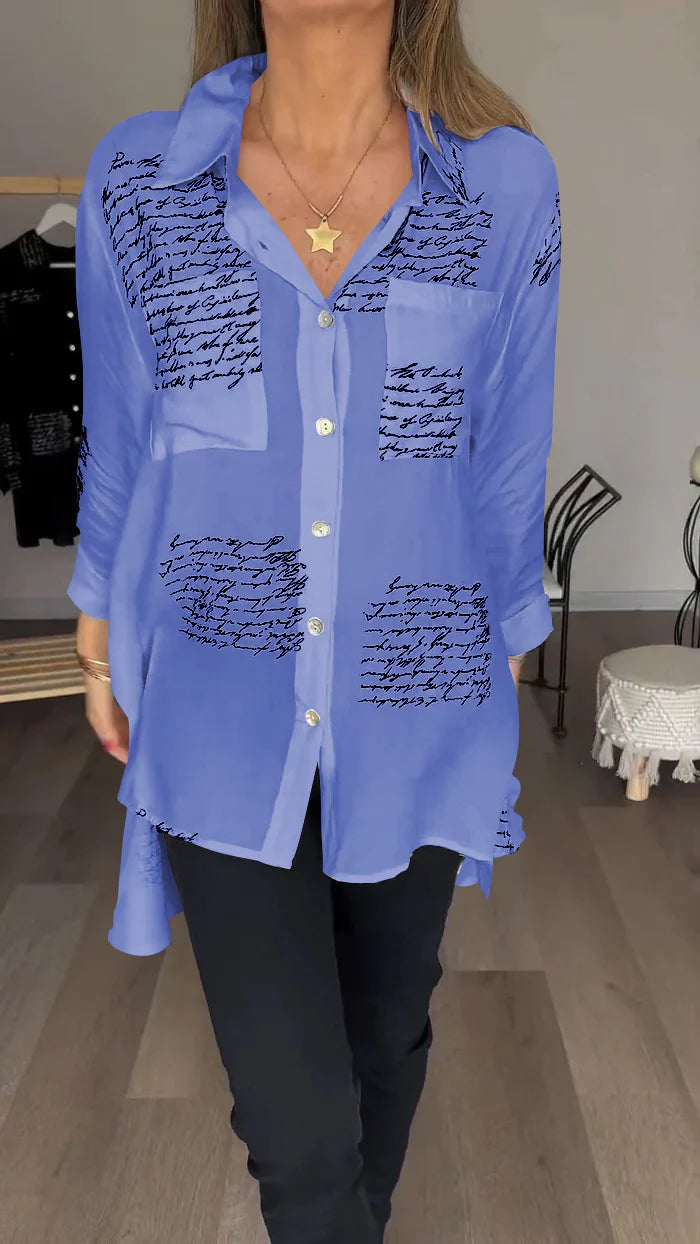 Chemise à revers tendance avec imprimé lettre 2024 (2 achats, livraison gratuite)