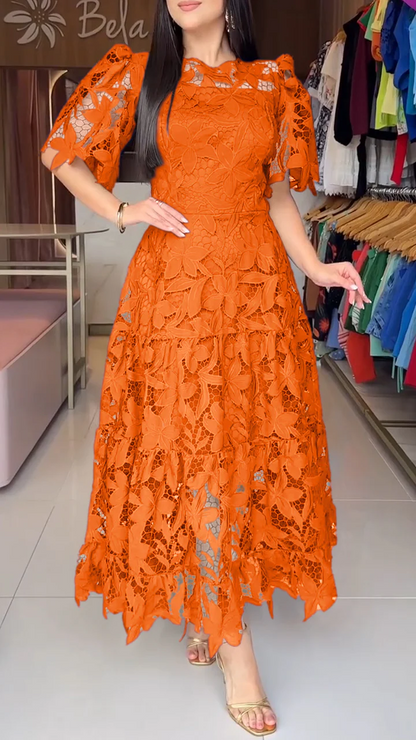 Robe creuse à col rond pour femme 
