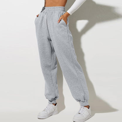 Damen High Waist Baggy Sweatpants Bequeme Jogginghose aus Baumwolle 