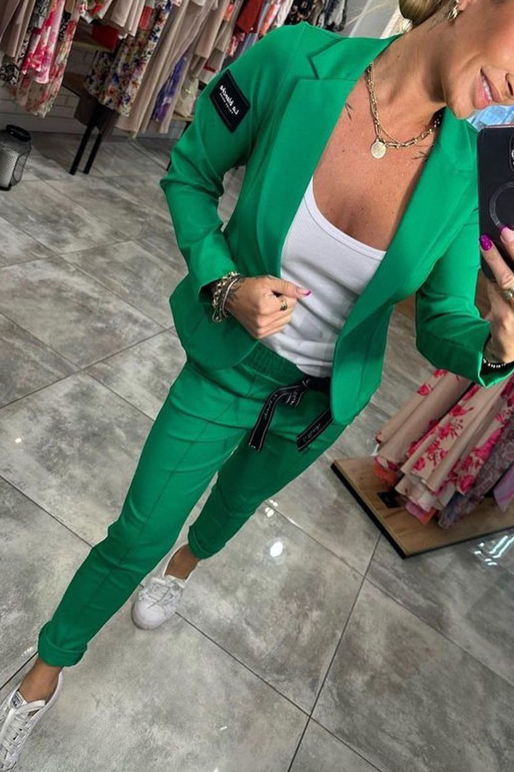 Ensemble deux pièces pour femme, veste et pantalon élastique 