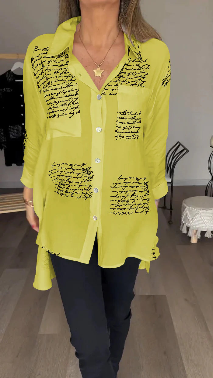 Chemise à revers tendance avec imprimé lettre 2024 (2 achats, livraison gratuite)