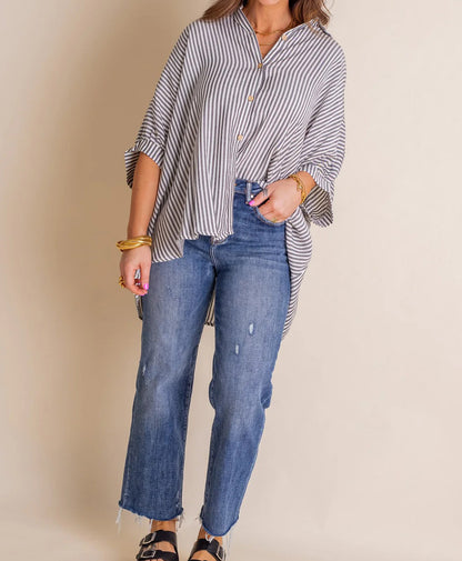 Chemise boutonnée surdimensionnée à rayures pour femme (2 achats, livraison gratuite)