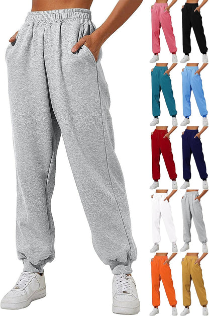 Damen High Waist Baggy Sweatpants Bequeme Jogginghose aus Baumwolle 