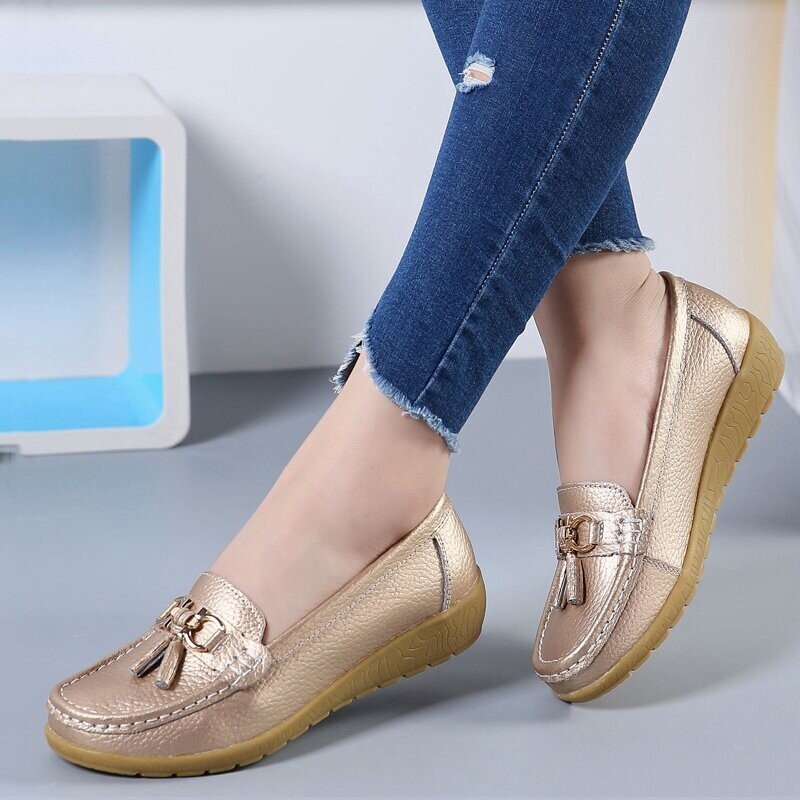 Mocassins respirants en cuir pour femmes 