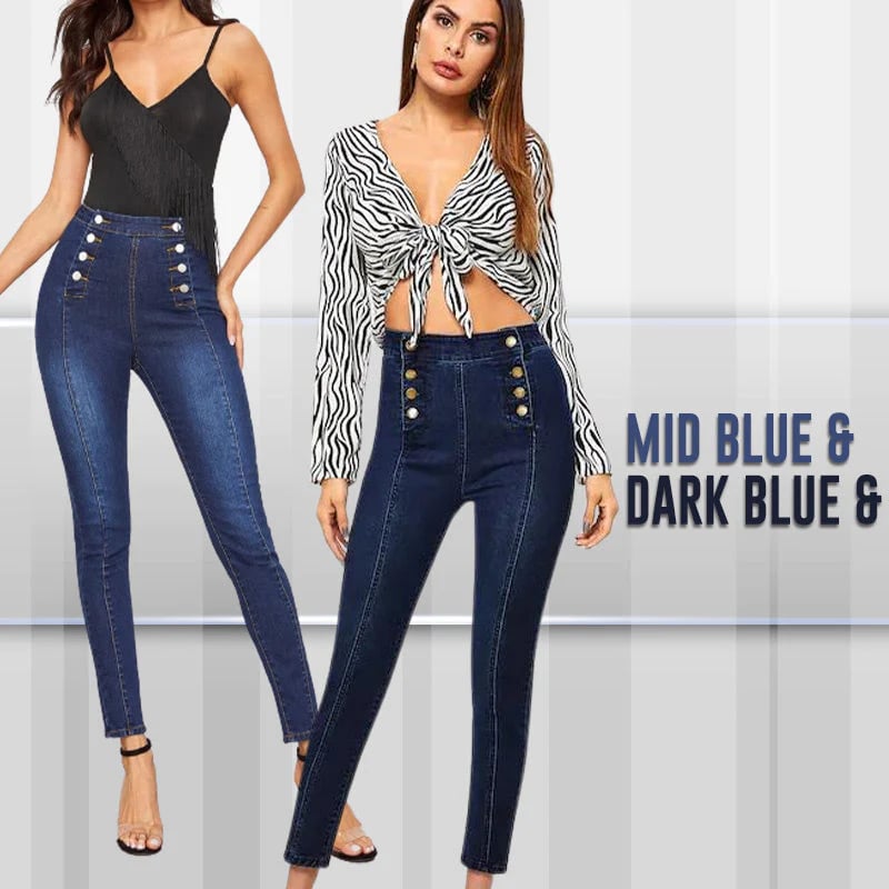 💥Jean skinny taille haute croisé