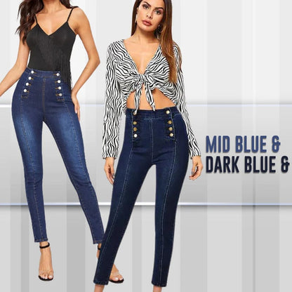 💥Jean skinny taille haute croisé