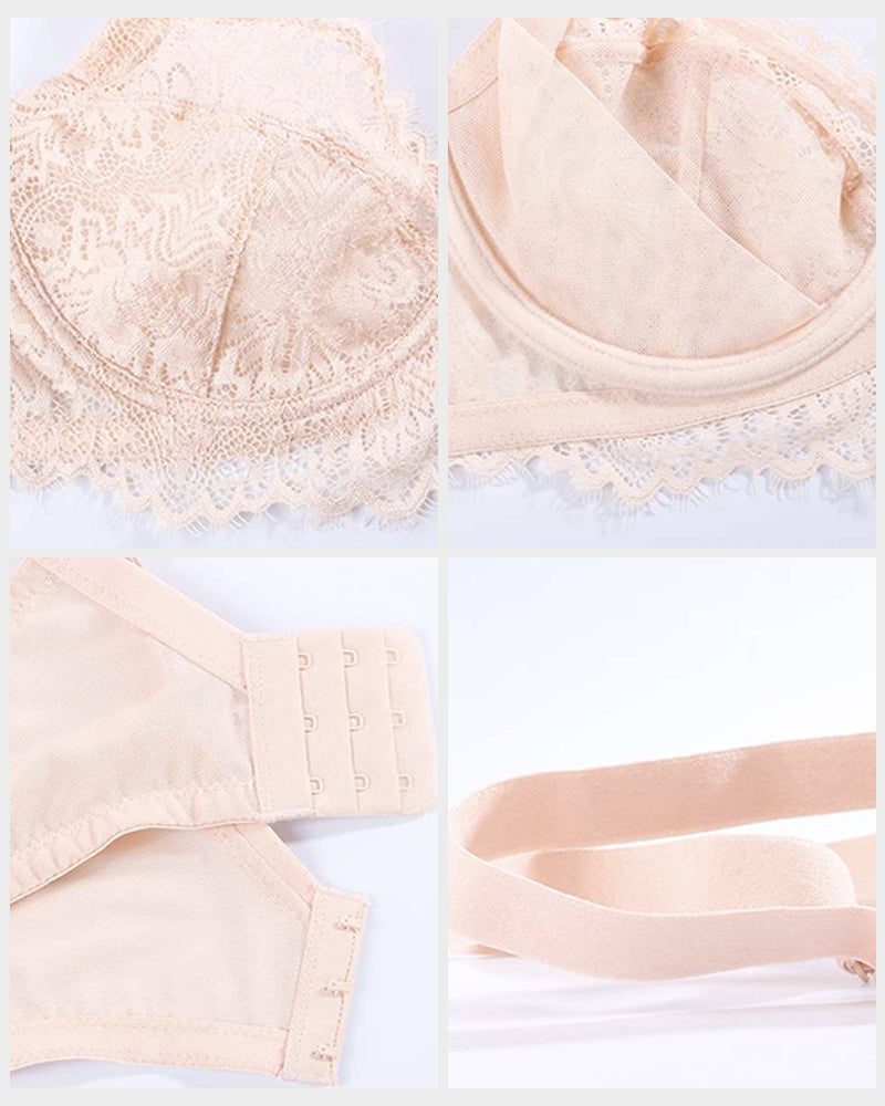 Soutien-gorge push-up à armatures en dentelle sans doublure confortable