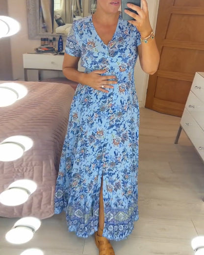 (💃Vente chaude - 43% de réduction🔥)Robe à col en V à imprimé floral