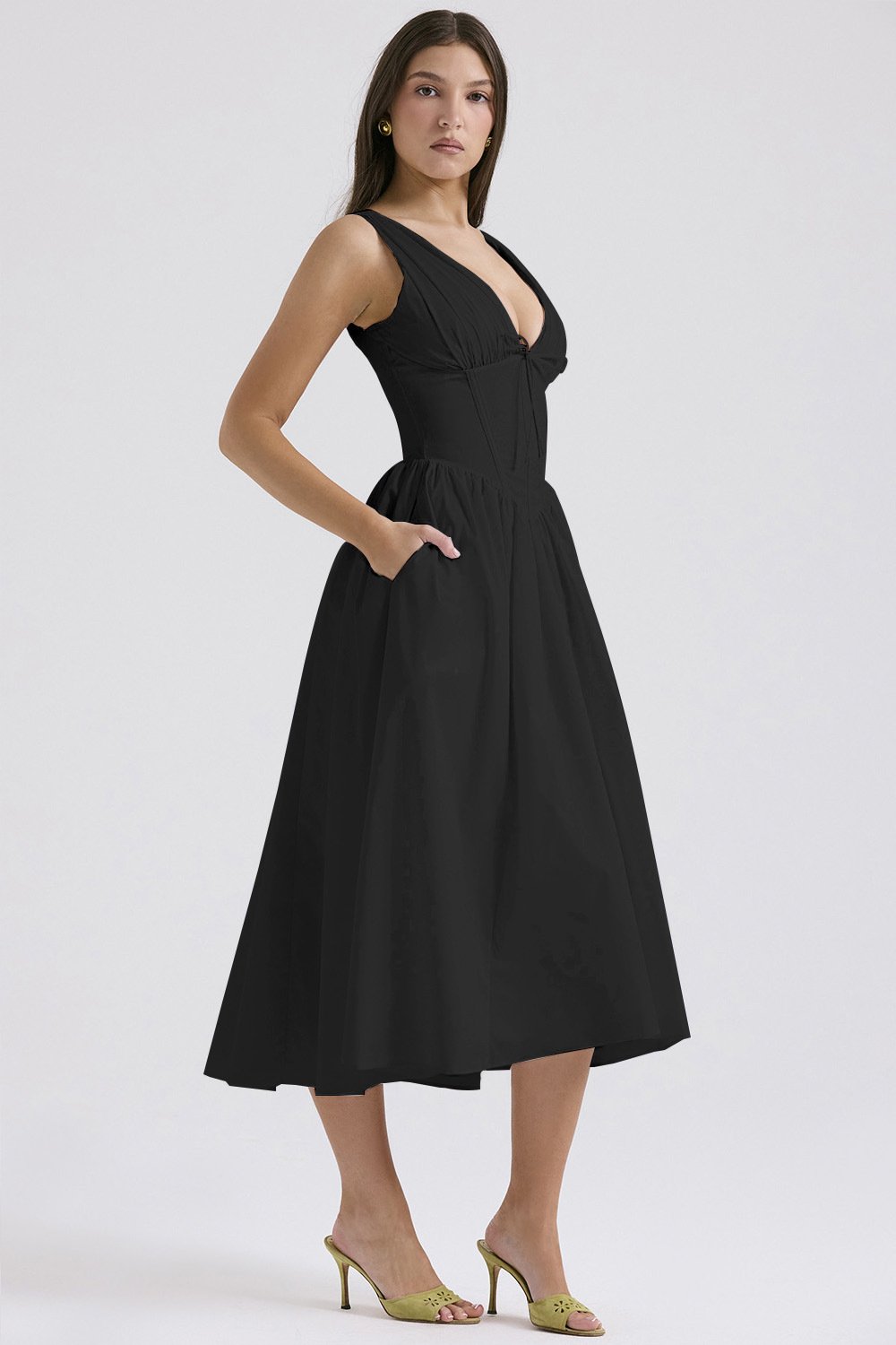 Stilvolles Swing-Kleid mit Blumenmuster und V-Ausschnitt🌺Kaufen Sie 2, kostenloser Versand