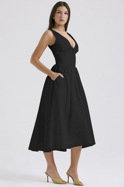 Stilvolles Swing-Kleid mit Blumenmuster und V-Ausschnitt🌺Kaufen Sie 2, kostenloser Versand