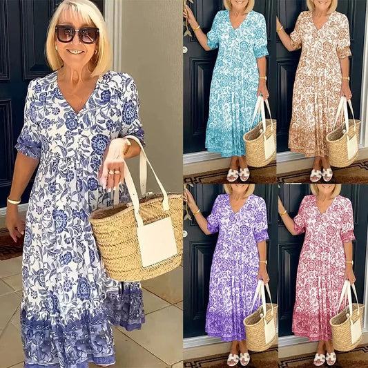 Bohemian-Kleid mit V-Ausschnitt