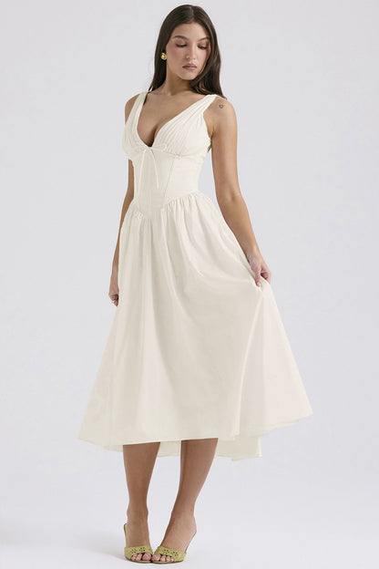 Stilvolles Swing-Kleid mit Blumenmuster und V-Ausschnitt🌺Kaufen Sie 2, kostenloser Versand